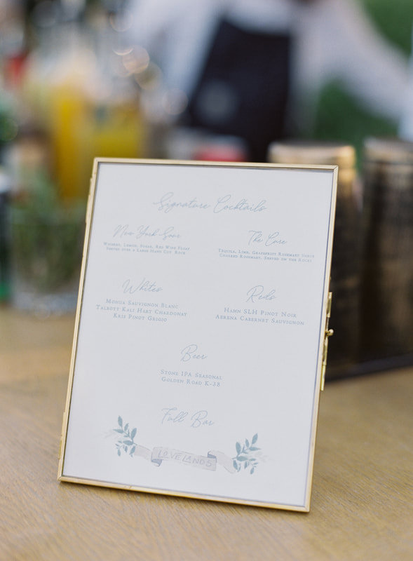 Classic gold rimmed frames - 8 x 10" and five (5) available. Perfect for desserts, drinks and cocktails, cards and gifts, guestbook and more!